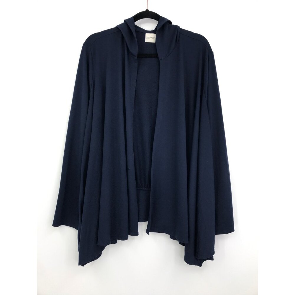 Chico's Zenergy Jersey Stretch Hooded Open Cardigan Navy Blue Size 3 (16)